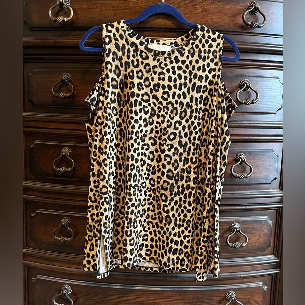 Leopard Print Top with Shoulder Cut-out